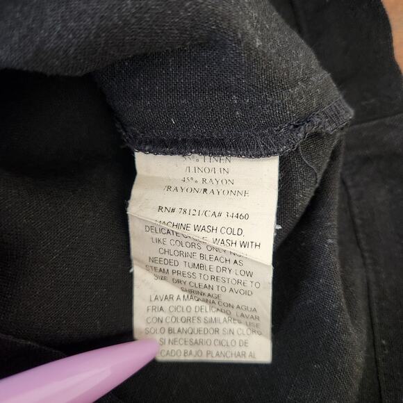 Eileen Fisher Women's Linen Blend Wide Leg Cropped Pants Black Size M - Picture 7 of 7